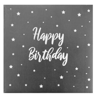 Livre d'or anniversaire noir Happy Birthday design étoiles noir